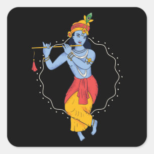 Lord Krishna Quadratischer Aufkleber