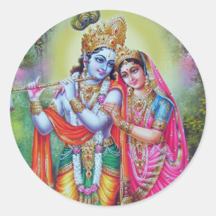 Lord Krishna & Radha Runder Aufkleber