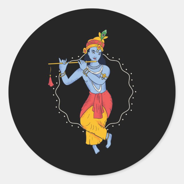 Lord Krishna Runder Aufkleber (Vorderseite)