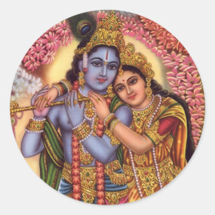 Lord Krishna u. Radha Runder Aufkleber