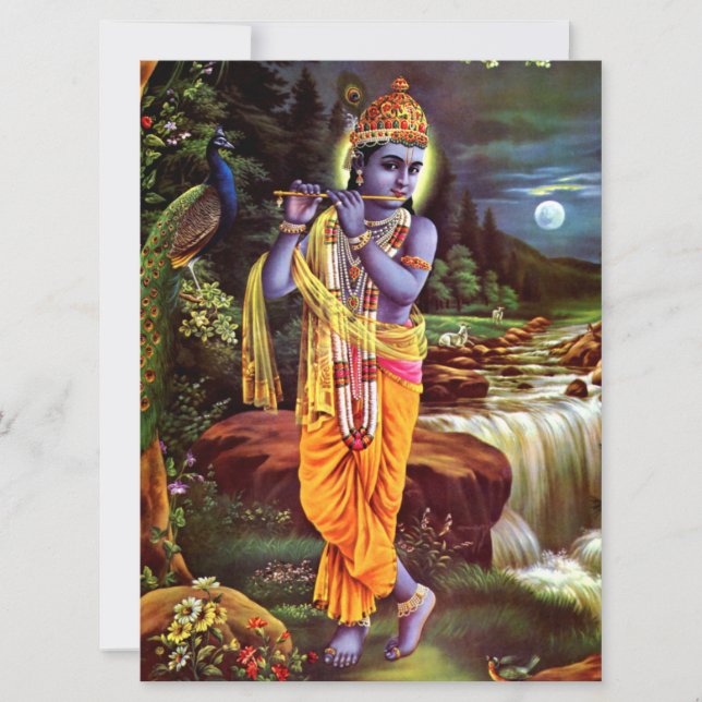 Lord Krishna with Flute Hindu God Karte (Vorderseite)