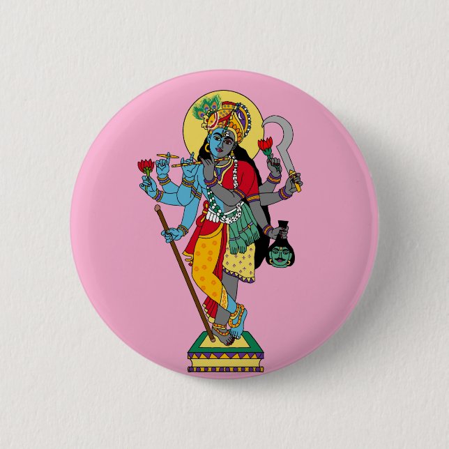 Lord Krishnakali-Aufkleber Button (Vorderseite)