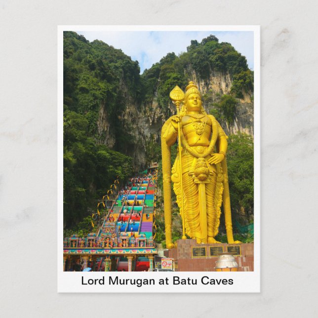 Lord Murugan in Batu Höhlen 2 & Treppen Postkarte (Vorderseite)