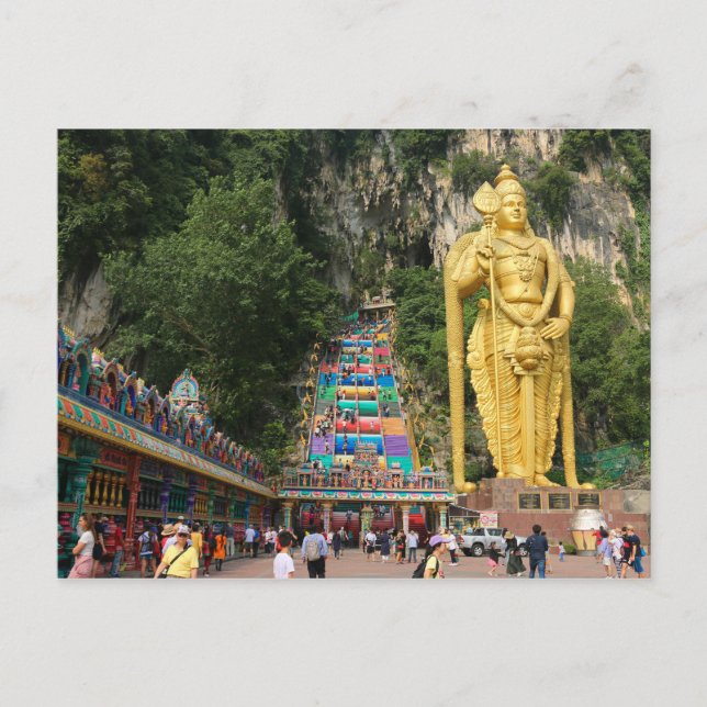 Lord Murugan & Treppe in Batu Höhlen 3 Postkarte (Vorderseite)