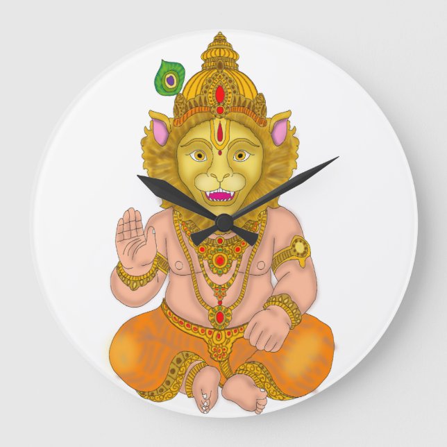 Lord Narsimha Clock Große Wanduhr (Vorderseite)