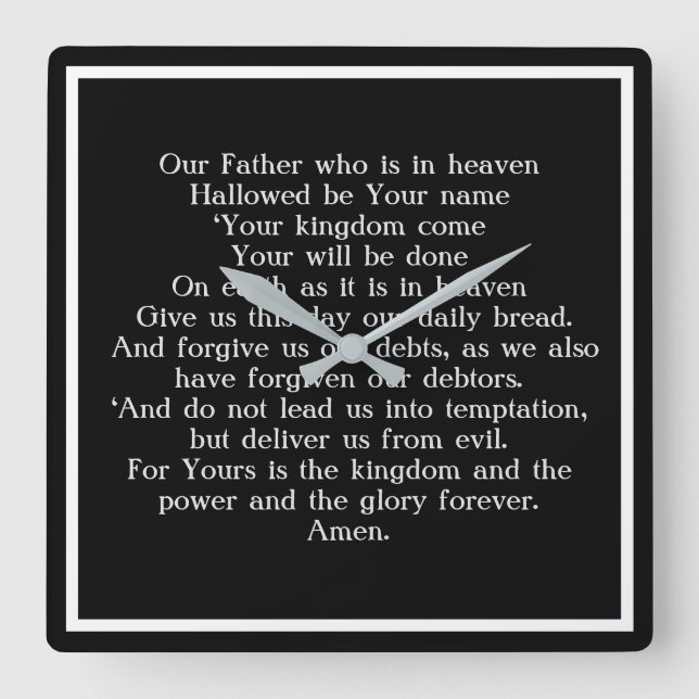 Lord Prayer Quadratische Wanduhr (Vorderseite)