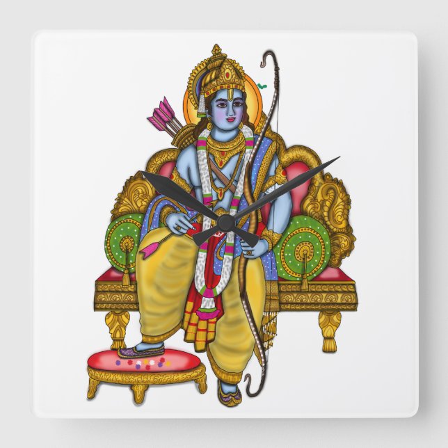 Lord Rama Clock Quadratische Wanduhr (Vorderseite)