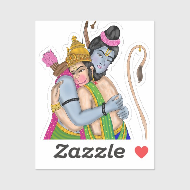 Lord Rama & Hanuman Sticker (Blatt)