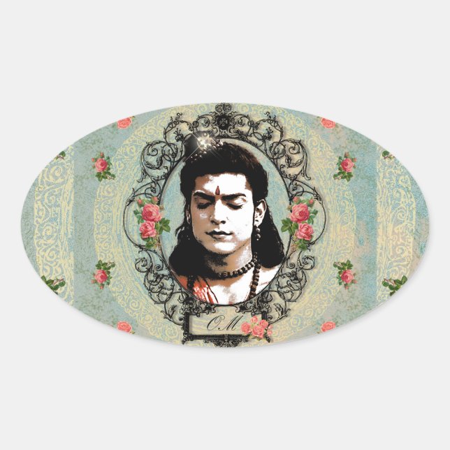 Lord Rama Indian Bollywood Yoga Meditation Gott Ovaler Aufkleber (Vorderseite)
