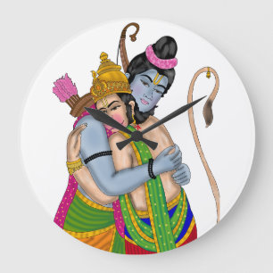 Lord Rama und Hanuman-Uhr Große Wanduhr
