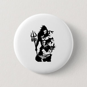 Lord Shiva Art Angry Trishul Button