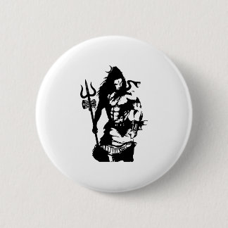 Lord Shiva Art Angry Trishul Button