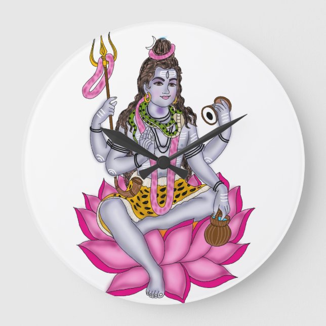 Lord Shiva Clock – Wall Decor & Home Decor Große Wanduhr (Vorderseite)