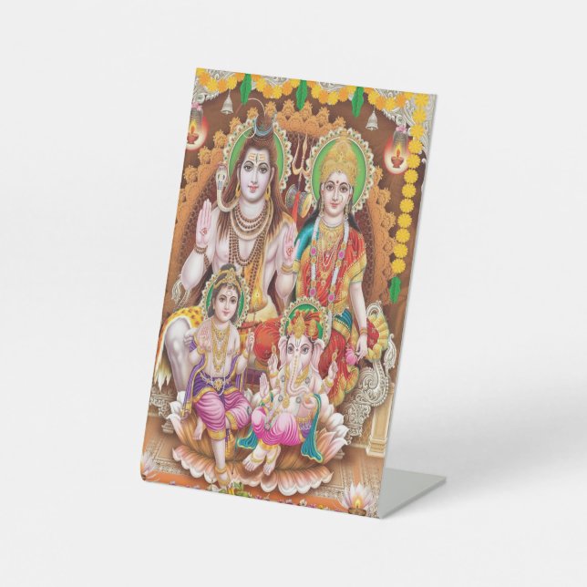 Lord Shiva Family Foto Print Sockelschild (Vorderseite)