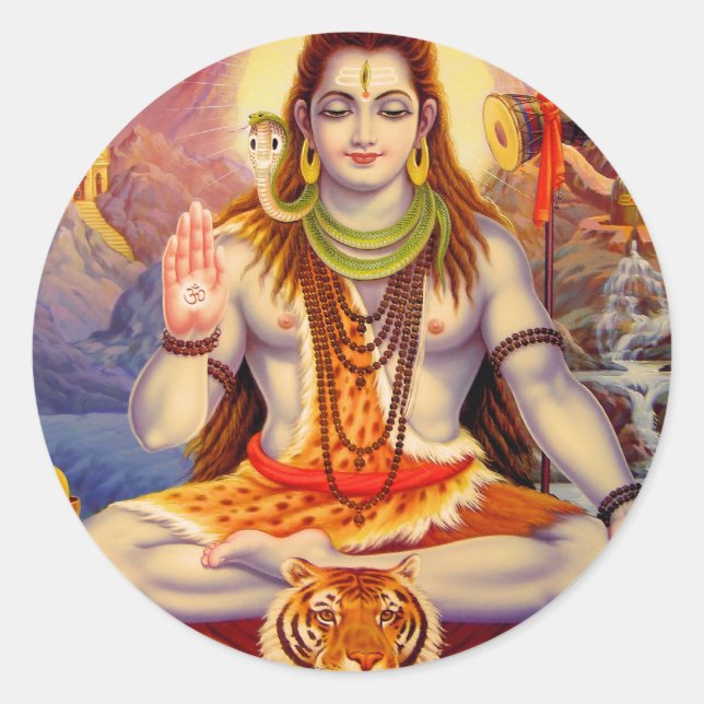 Lord Shiva Meditationsaufkleber Runder Aufkleber (Vorderseite)