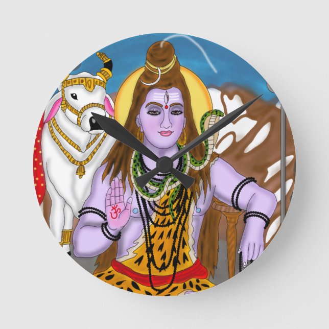Lord Shiva-Uhr Runde Wanduhr (Vorderseite)