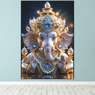 Lord Shree Ganesha Crystal & Diamond Skulptur Leinwanddruck