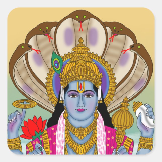 Lord Vishnu-Aufkleber Quadratischer Aufkleber (Vorderseite)