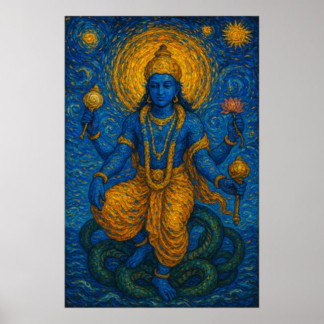 Lord Vishnu Bewahrer des Universums Artwork Poster (Vorne)