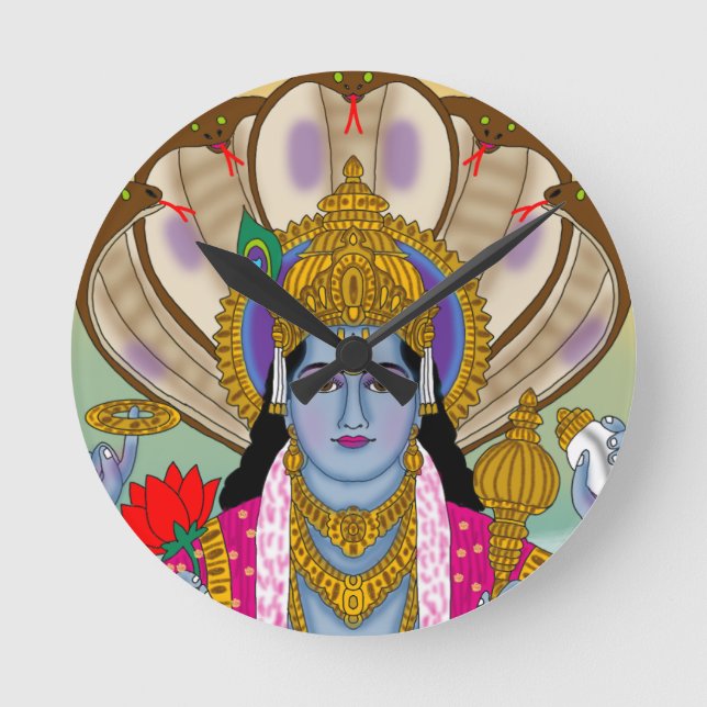 Lord Vishnu Clock Runde Wanduhr (Vorderseite)