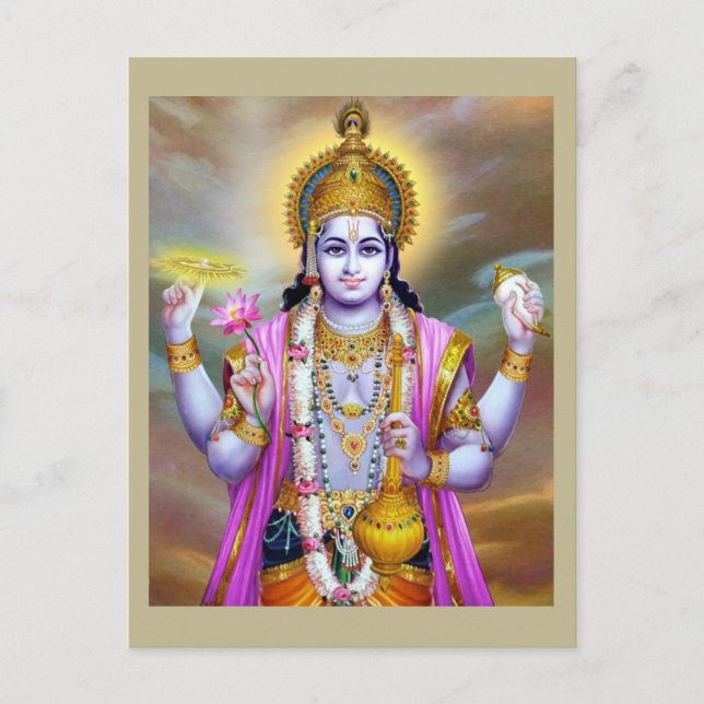 Lord Vishnu Floral Fine Art Postkarte (Vorderseite)