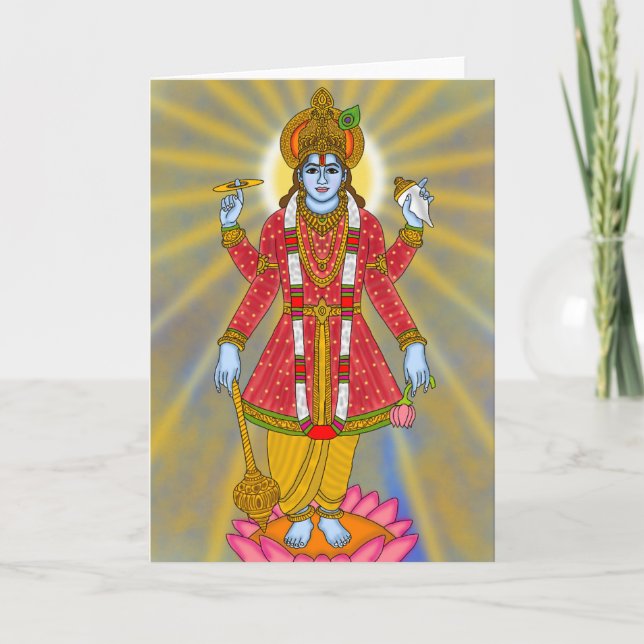 Lord Vishnu Greeting Card Karte (Vorderseite)