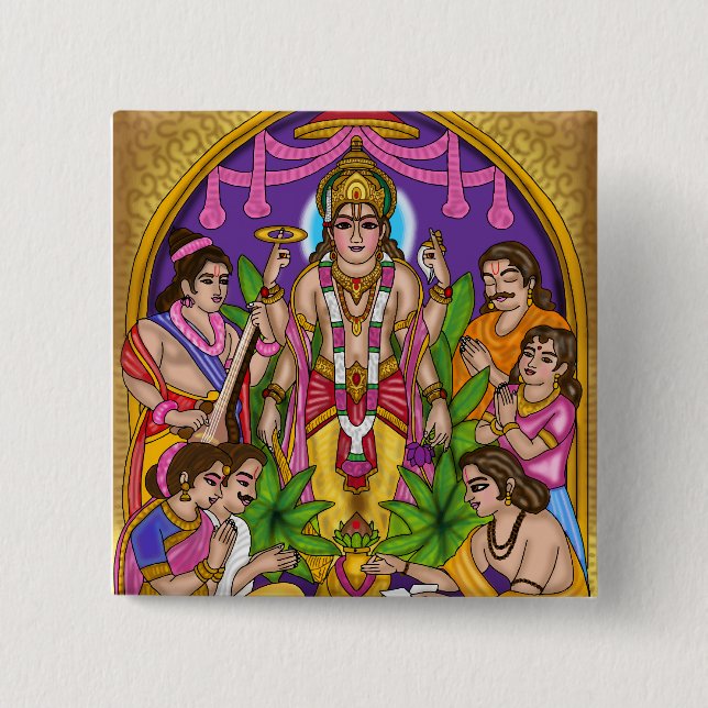 Lord Vishnu Satyanarayan Knopf Button (Vorderseite)