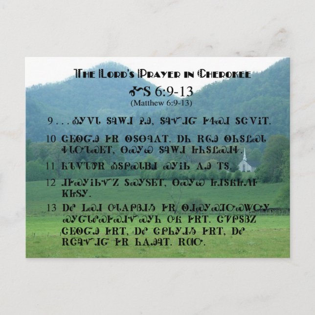 Lord's Gebet in Cherokee Postcard Postkarte (Vorderseite)