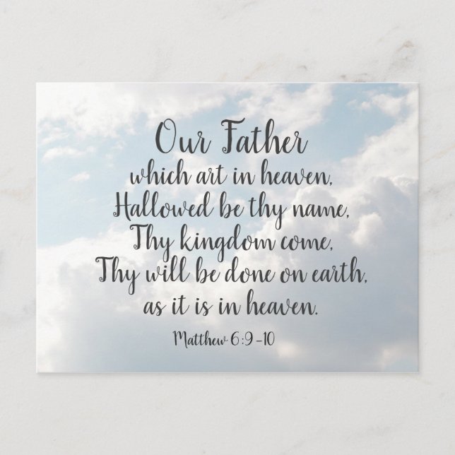 Lord's Gebet Matthew 6:9-10 Unser Vater, Postkarte (Vorderseite)