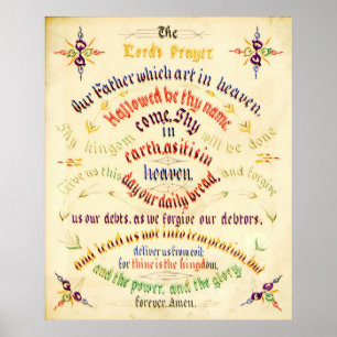 Lord's Prayer Calligrafy 1889 Poster