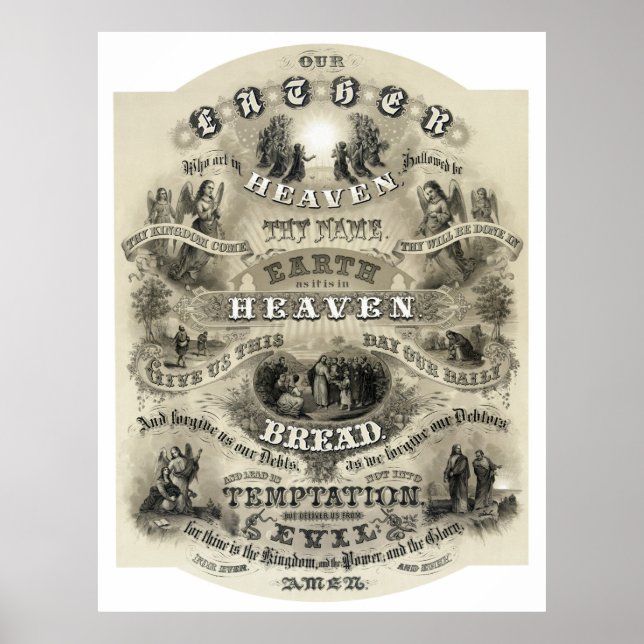 LORD'S PRAYER VIKTORIANISCHER STIL - 1876 POSTER (Vorne)