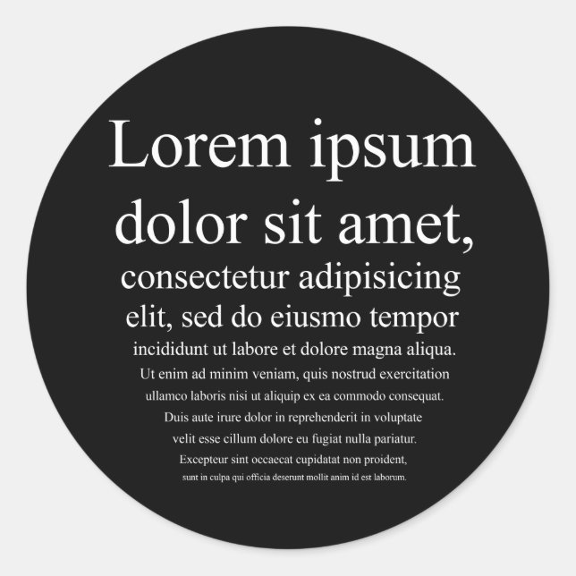 Lorem Ipsum Runder Aufkleber (Vorderseite)