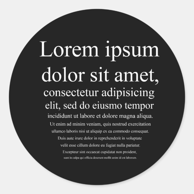 Lorem Ipsum Runder Aufkleber (Vorderseite)