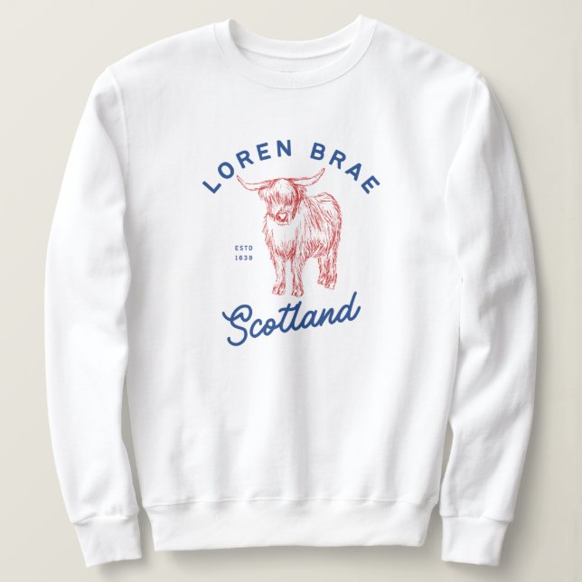 Loren Brae Scotland Coo Jumper Sweatshirt (Design vorne)