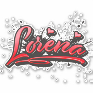 Lorena red Heart Graffiti Aufkleber Sticker