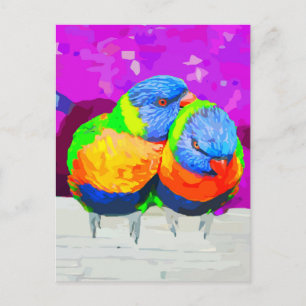 Lorikeets Love Birds Couple Postkarte