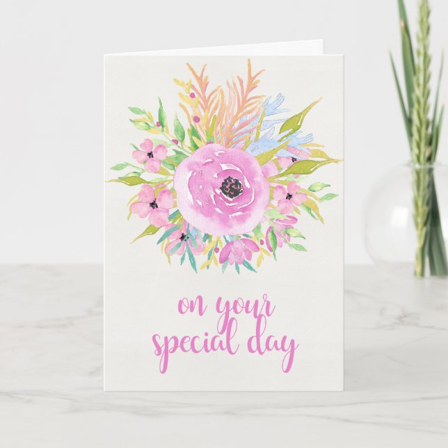 Lors de votre journée spéciale - Carte Fleurs Aqua (Devant)