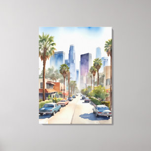Los Angeles Aquarellkunst Leinwanddruck