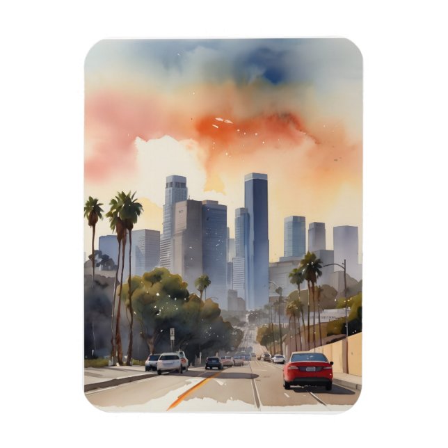 Los Angeles Aquarellkunst Magnet (Vertikal)