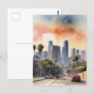Los Angeles Aquarellkunst Postkarte