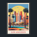 Los Angeles, Art Deco Illustration, Postkarte<br><div class="desc">Los Angeles,  Kalifornien Vintage Kunst Deko Illustration.</div>