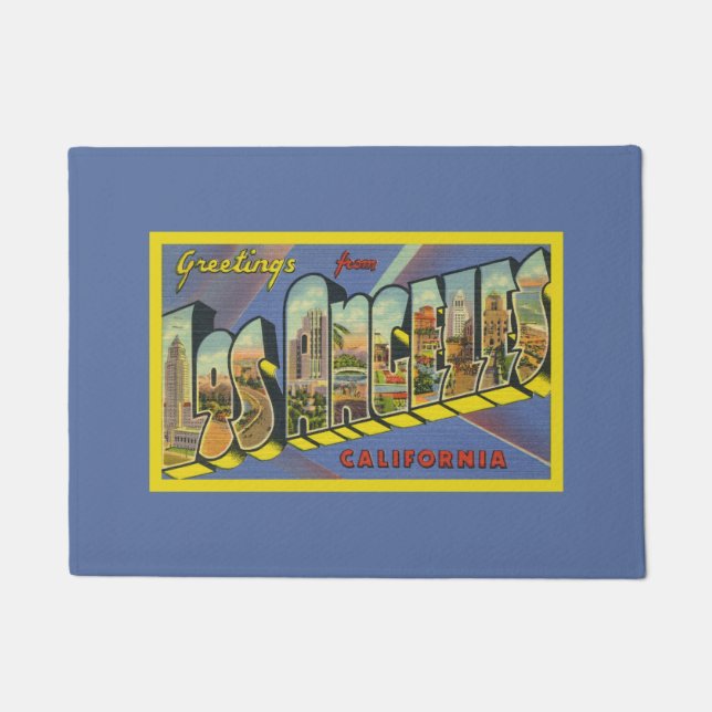 Los Angeles Artwork California Greetings Lila Fußmatte (Vorderseite)