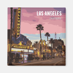 Los Angeles At Night Purple Magnet