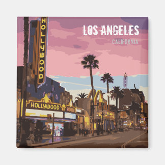 Los Angeles At Night Purple Magnet
