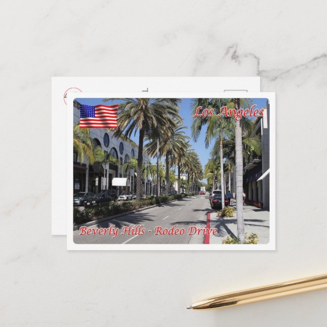 Los Angeles - Beverly Hills - Rodeo Drive - USA Postkarte (Vorderseite/Rückseite Beispiel)