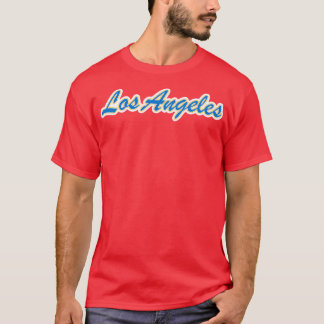 Los Angeles C Powder Blue und Gold auf Weiß T-Shirt
