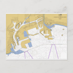 Los Angeles, CA Nautical Harbour Chart Postkarte