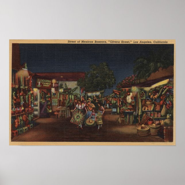 Los Angeles, CA - Olvera Street Poster (Vorne)