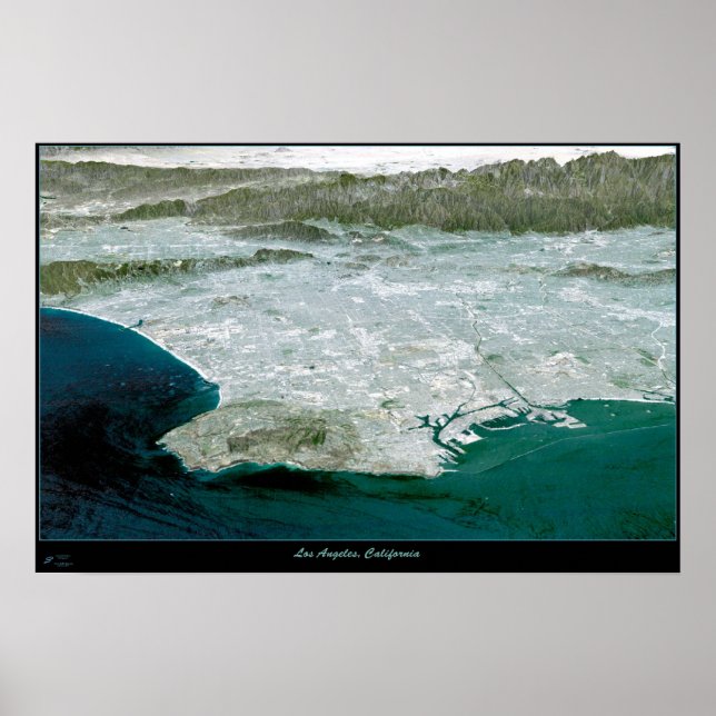 Los Angeles, CA Perspektive I Satellitenbild Poster (Vorne)