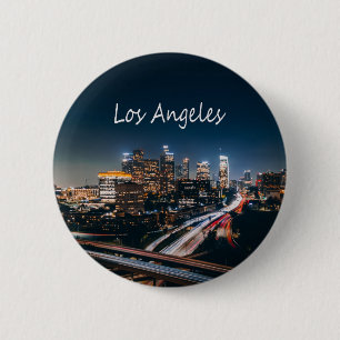 Los Angeles California City Skyline in der Nacht Button